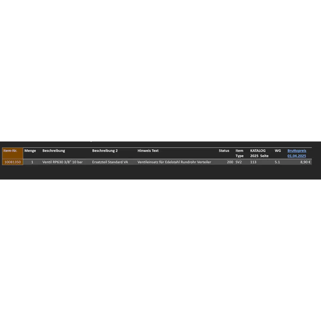 Ventil RP630 3/8" 10 bar