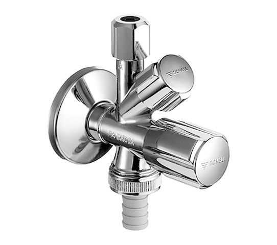 Geräte-Kombi-Eckventil 1/2" verchromt m.RV u.Comfort-Griff Schell