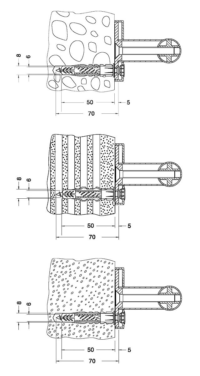 Befestigungsset Plan Care Nr.1 f.Beton/Ziegel/Bims-/Naturst./Gips Keuco