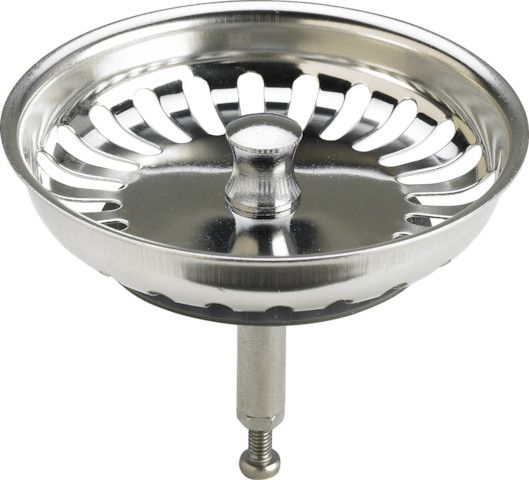 Koerbchenventil aus Edelstahl d=82mm fuer Spuele mit Bowdenzugmechanik