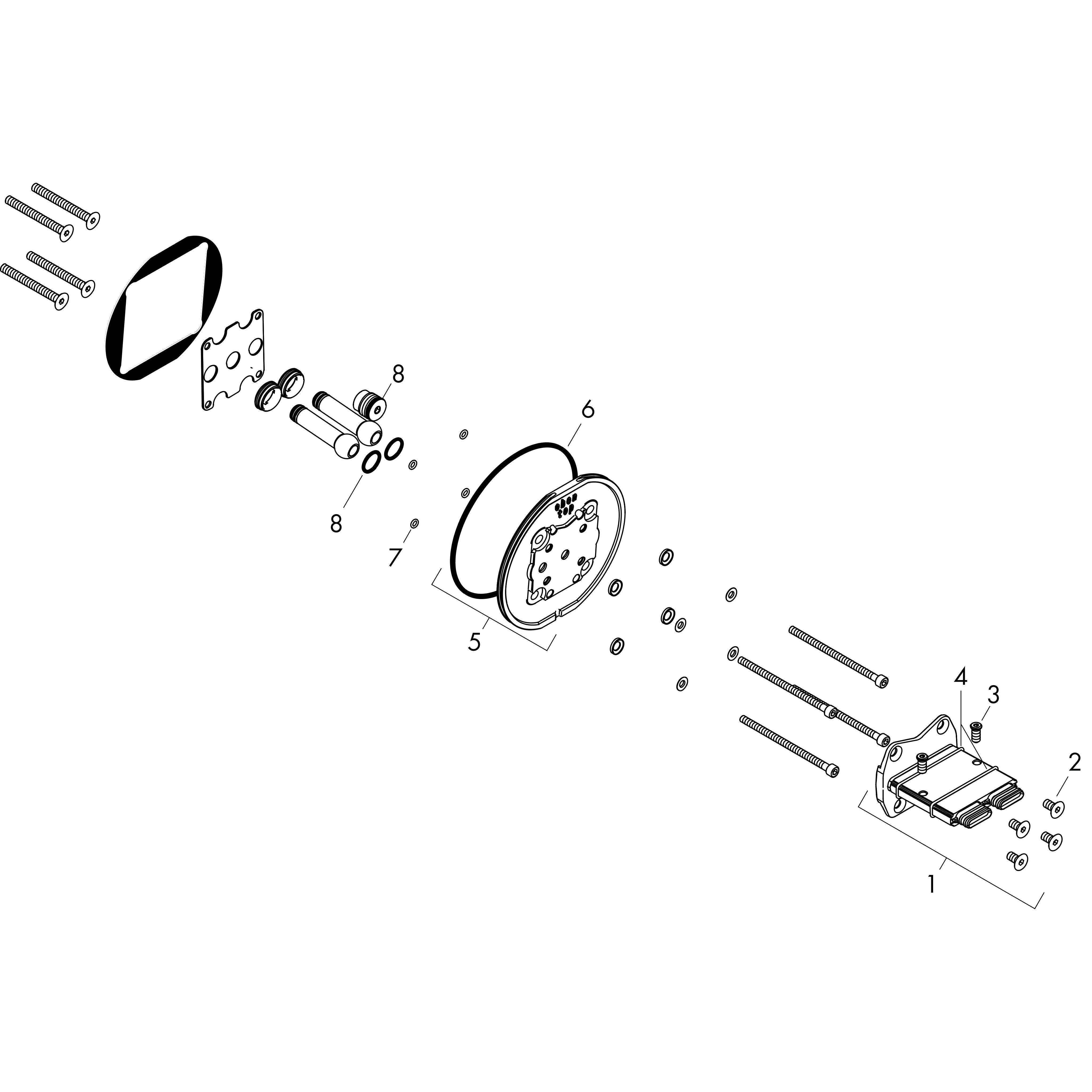 HG Umrüstset Kopfbrause Axor Anschluss Mitte auf der rechten Seite