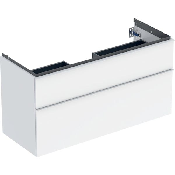 GE iCon Unterschrank für WT, 2 Schubl. 118,4x61,5x47,6cm, weiß hgl/Gr.weiß matt