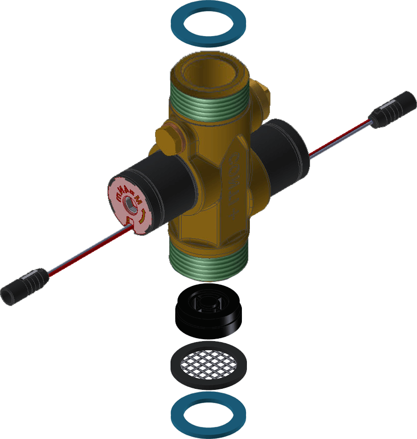 CONTI+ CONFLOW Wasserstrecke DN20 mit 2 Magnetventil Kartuschen 6 V und Dichtung