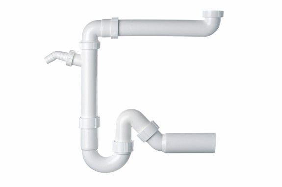 Siphon 1 1/2 Zoll Kunststoff L:1m Weiß .