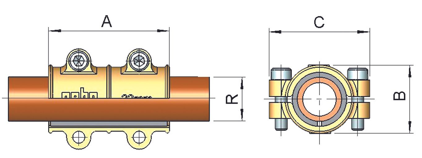 Messing-Dichtschelle Gebo Typ MD 15mm f.Kupferrohr PN 10 - DOOOS