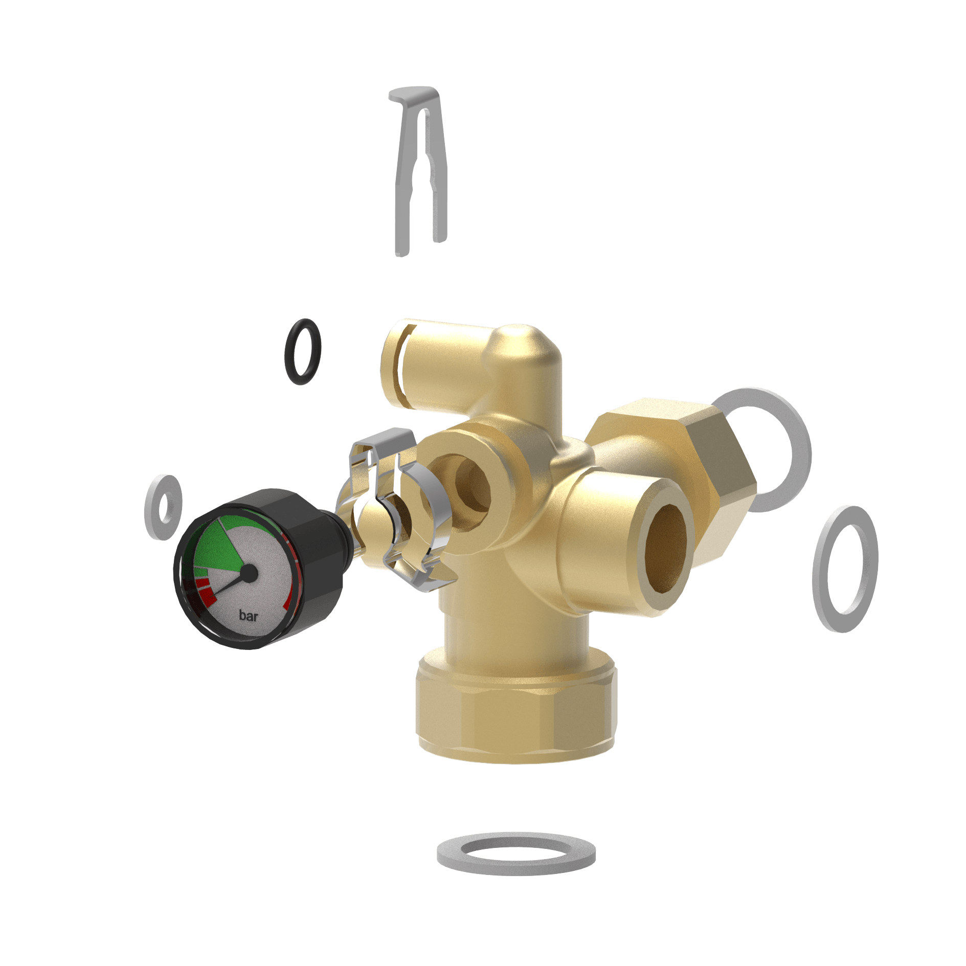 Brötje Rücklaufverteiler oberhalb der Pumpe WGB-K 22/28.1