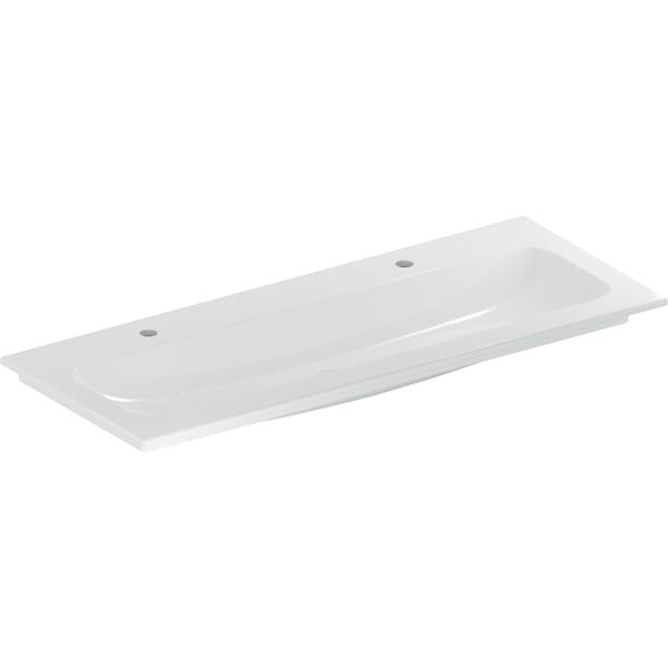 GE iCon Möbelwaschtisch 120x48cm zwei Hahnlöcher, o. Überlauf, weiß