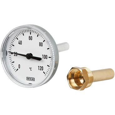 Typ 32, Gasdruck-Thermometer NG100, komplett Edelstahl, Anschluss hinten,  fester Fühler