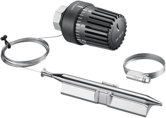 Temperaturregler Oventrop 20 - 50 Grad mit Anlegefuehler und Waermeleitsockel