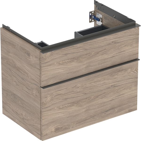 GE iCon Unterschrank für WT, 2 Schubl. 74x61,5x47,6cm, Nussbaum hicko./Gr. Lava
