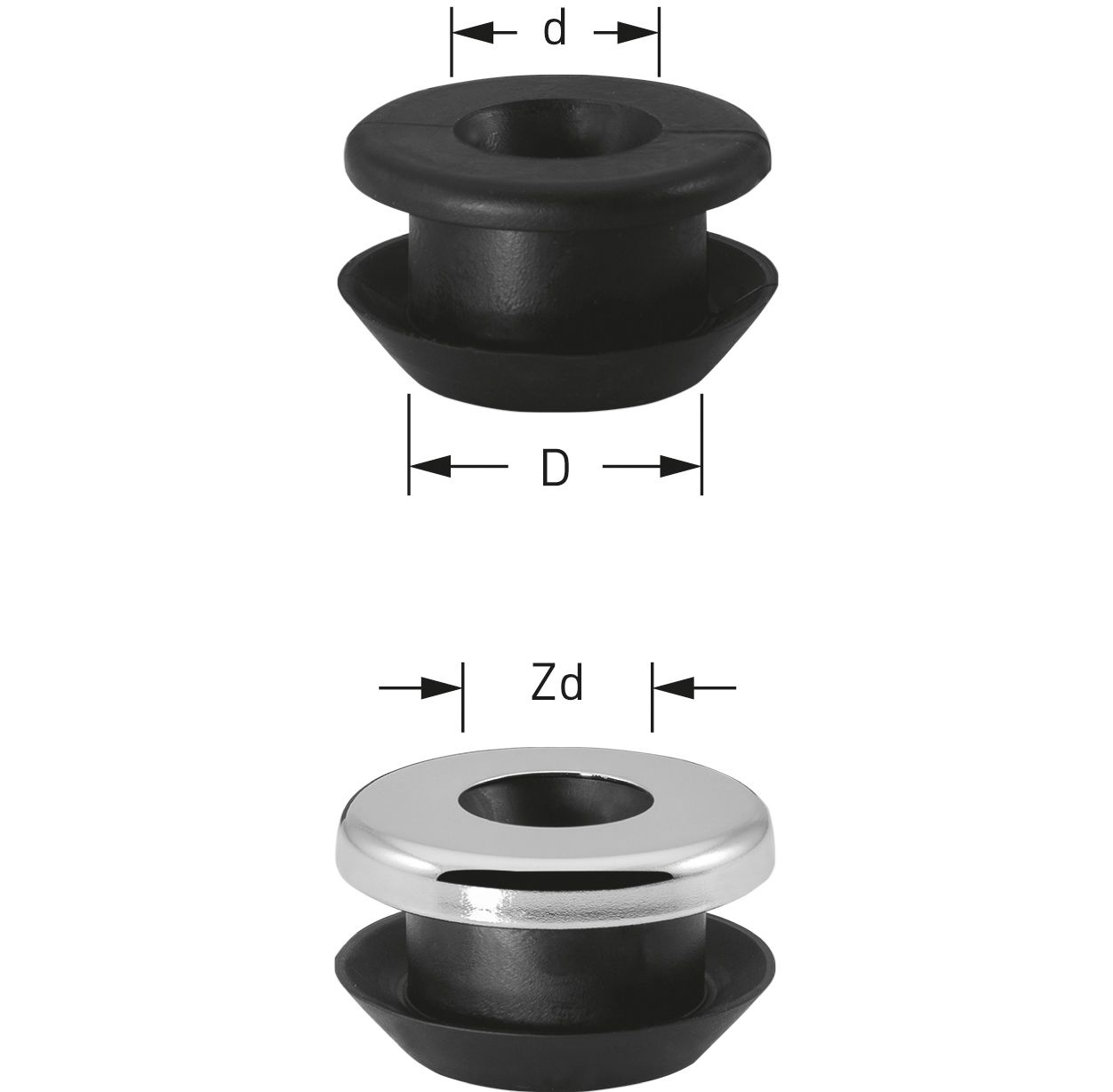 Urinal-Spülrohrverbinder Gummi schwarz m.Rosette m.Loch 18.5mm Stedo