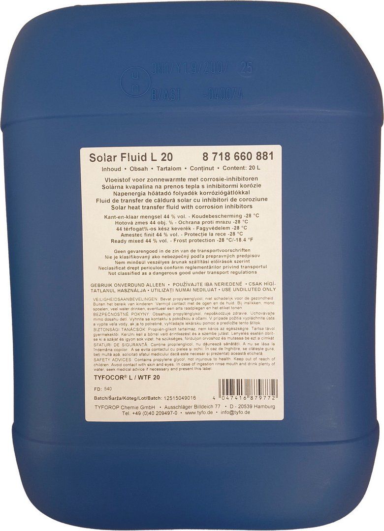 Junkers Wärmeträgerflüssigkeit SFF 10 Tyfocor L für Flachkollektoren 10 Liter