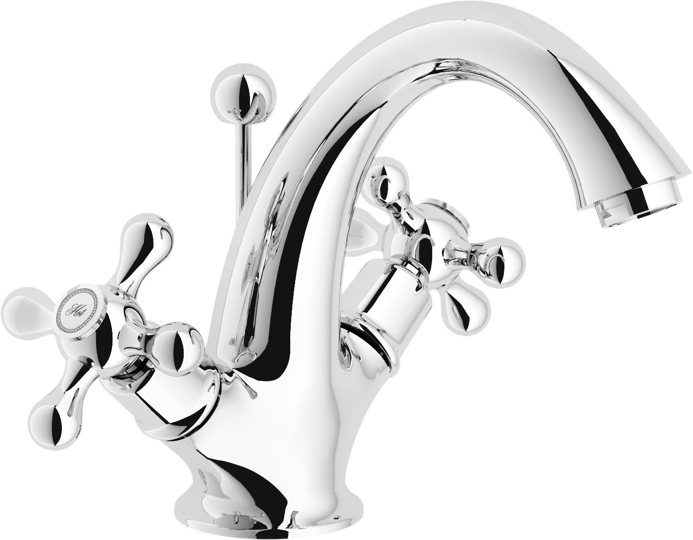 Zweigriff-Waschtischbatterie Grazia mit Ablaufgarnitur verchromt Nobili