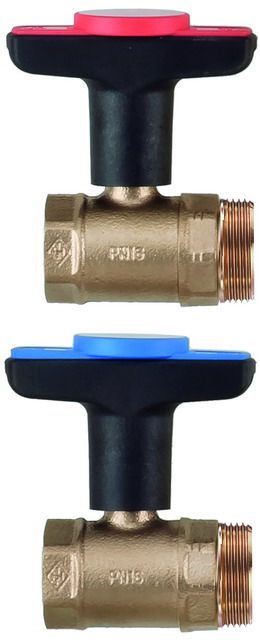 Heimeier Anschlussset 1 mit Globo KH mit Verschlusskappe VL rot, RL blau