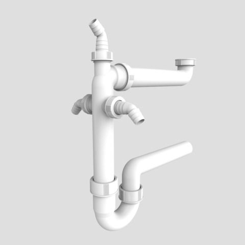 Sifon f. Spüle Raumschaffer 1 1/2" DN40 mit 3 x Geräteanschluss