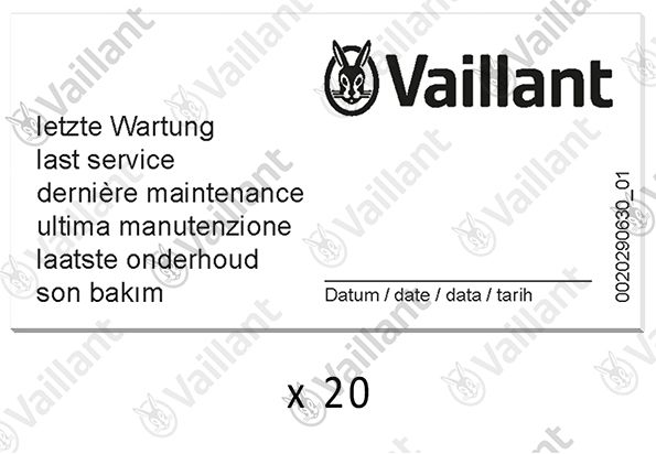 Vaillant Wartungsaufkleber, (x20)