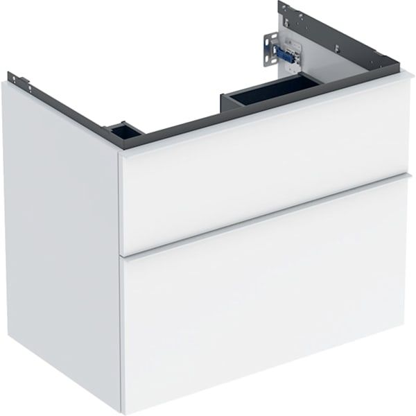 GE iCon Unterschrank für WT, 2 Schubl. 74x61,5x47,6cm, weiß hgl./Gr. weiß matt