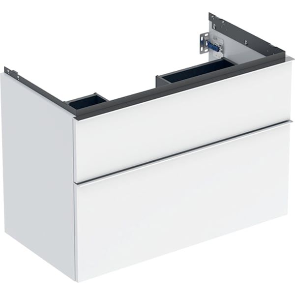 GE iCon Unterschrank für WT, 2 Schubl. 88,8x61,5x47,6cm, weiß hgl./Gr. chrom