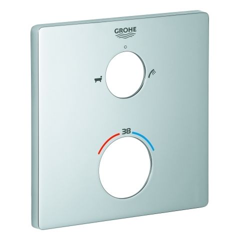 GROHE Rosette 49079 eckig für THM-Fertigmontagesets chrom