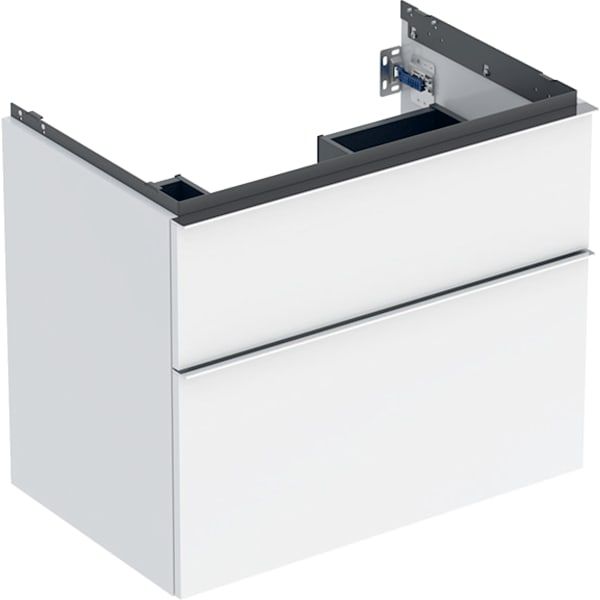 GE iCon Unterschrank für WT, 2 Schubl. 74x61,5x47,6cm, weiß hgl./Gr. chrom