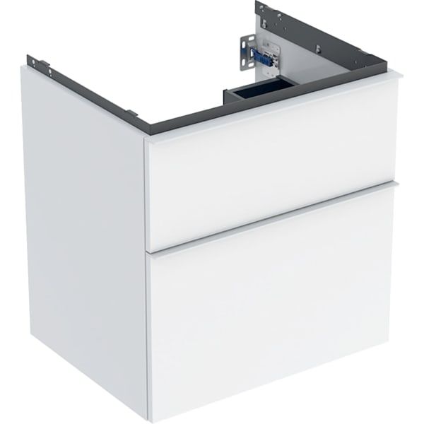 GE iCon Unterschrank für WT, 2 Schubl. 59,2x61,5x47,6cm, weiß hgl./Gr.weiß matt