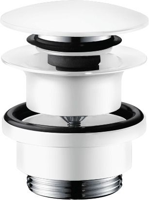 HG Ablaufventil push-open DN32 mattweiss mit Überlaufloch