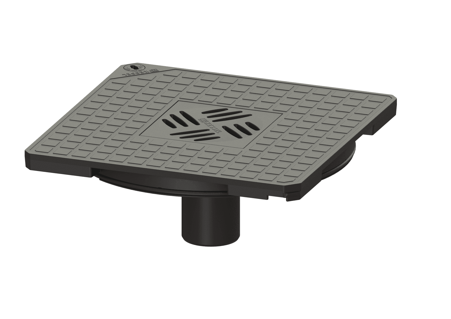 KESSEL-Abdeckplatte 366 x 366 mm m. Ablaufkörper flach, Multistop schwarz