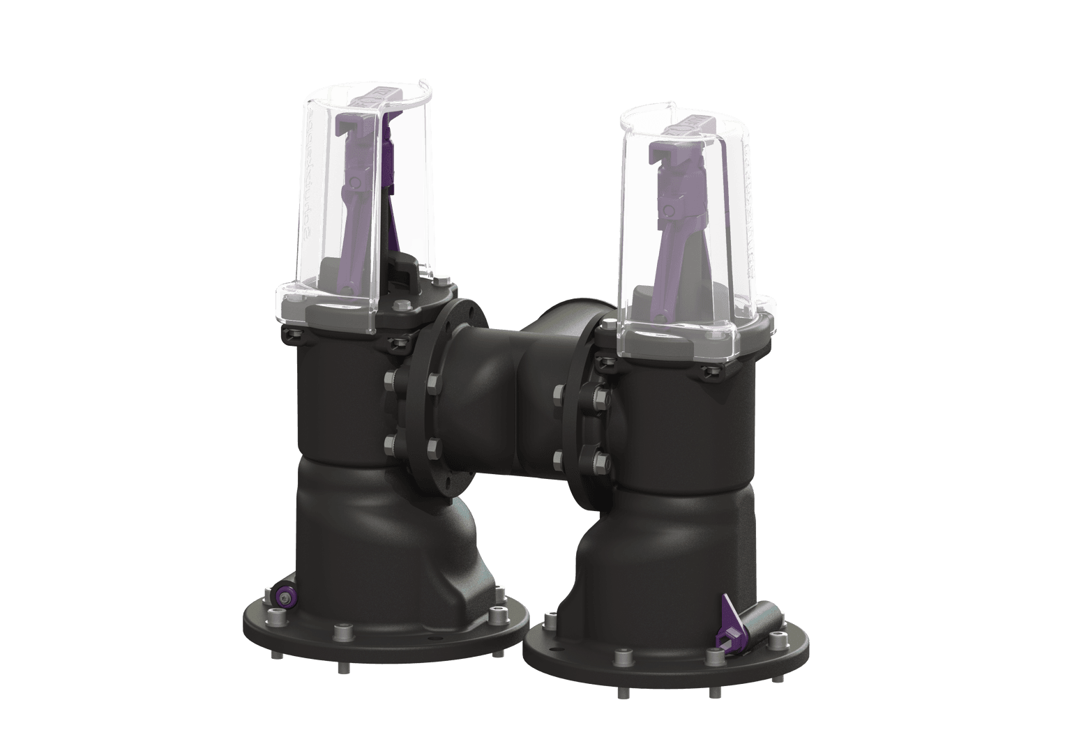 KESSEL-Klappengehäuse für Duo-Anlagen, mit 2 Absperrschiebern