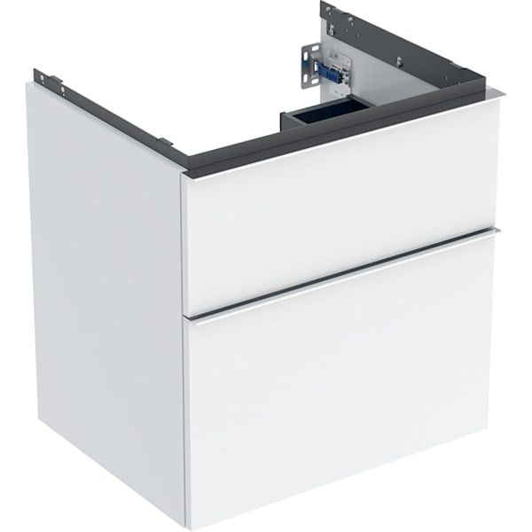 GE iCon Unterschrank für WT, 2 Schubl. 59,2x61,5x47,6cm, weiß hgl./Gr. chrom