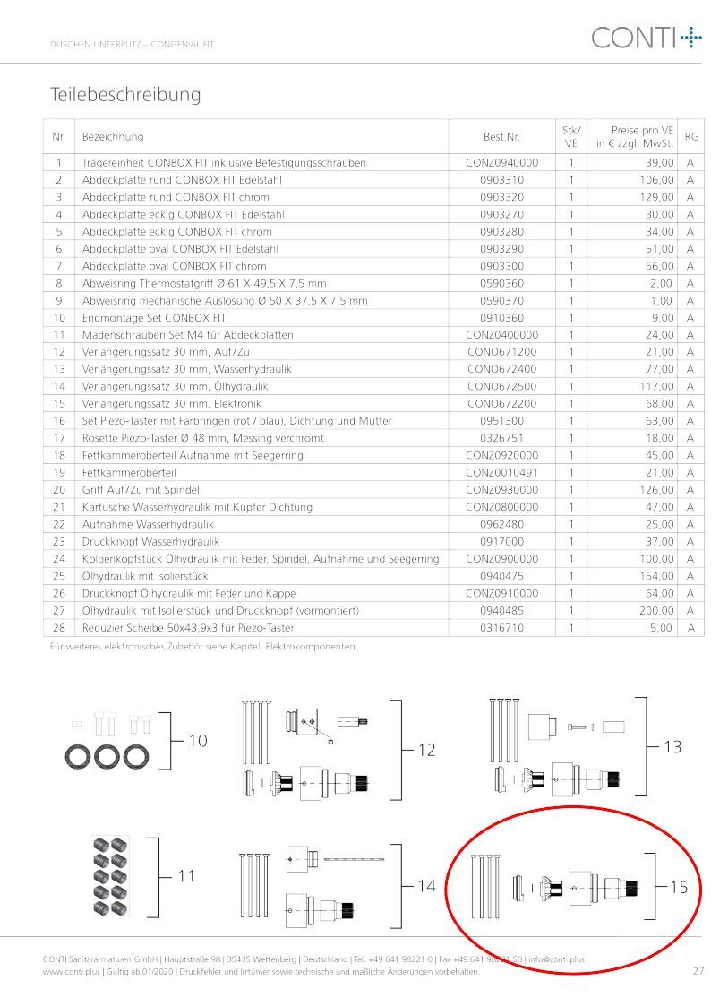 CONTI+ Verlängerungssatz 30mm Elektronik