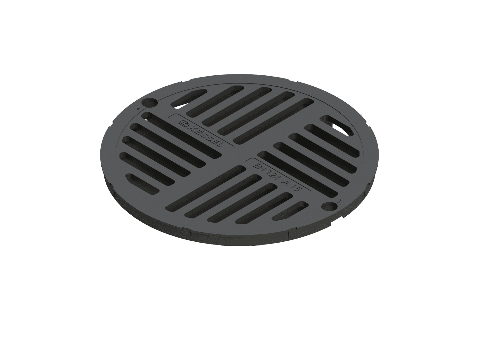 Schlitzrost d 362mm Kl.A verriegelt Kessel Kunststoff EN124 schwarz