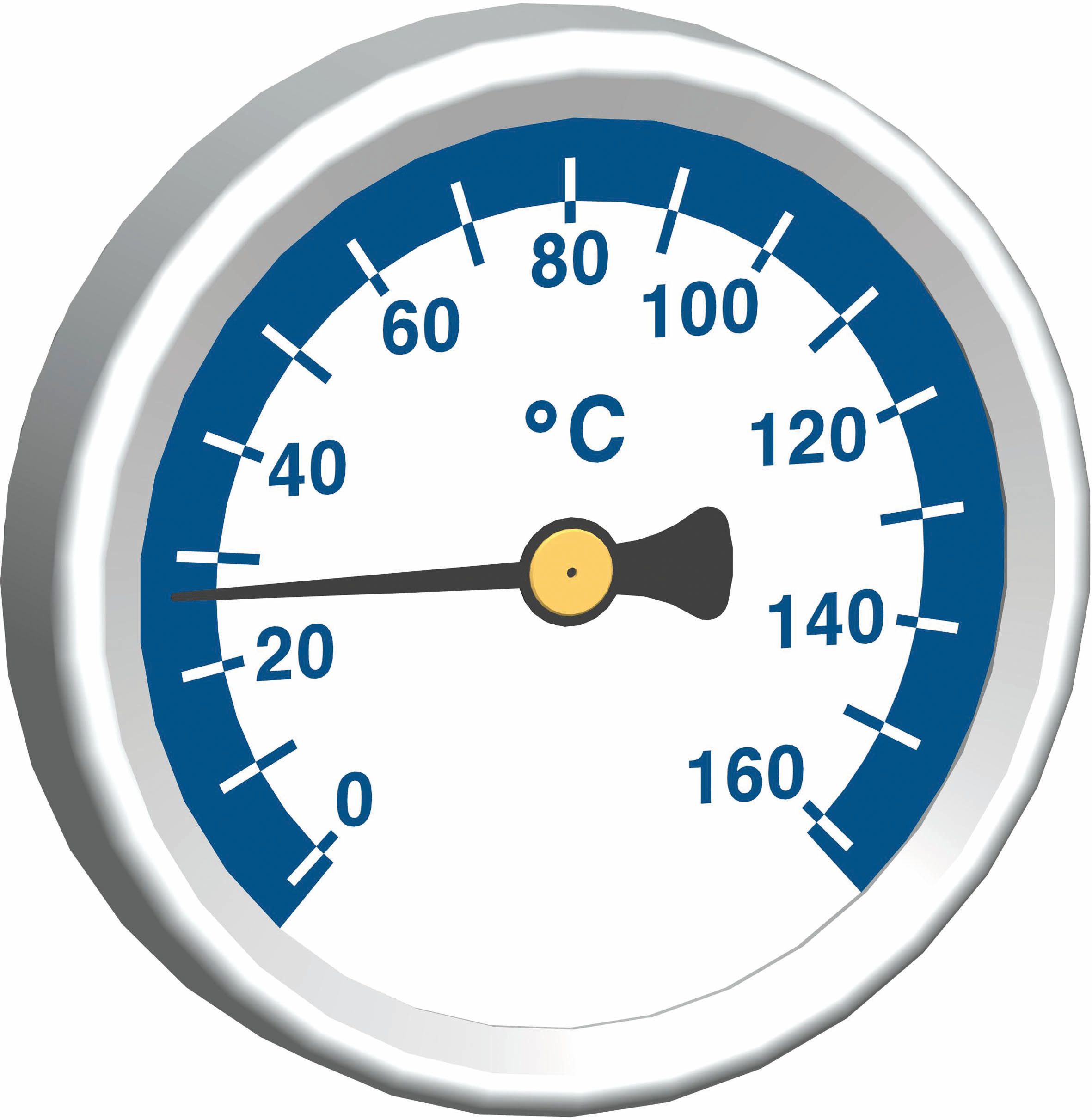 Zeigerthermometer blau 0-160 °C, D= 50mm