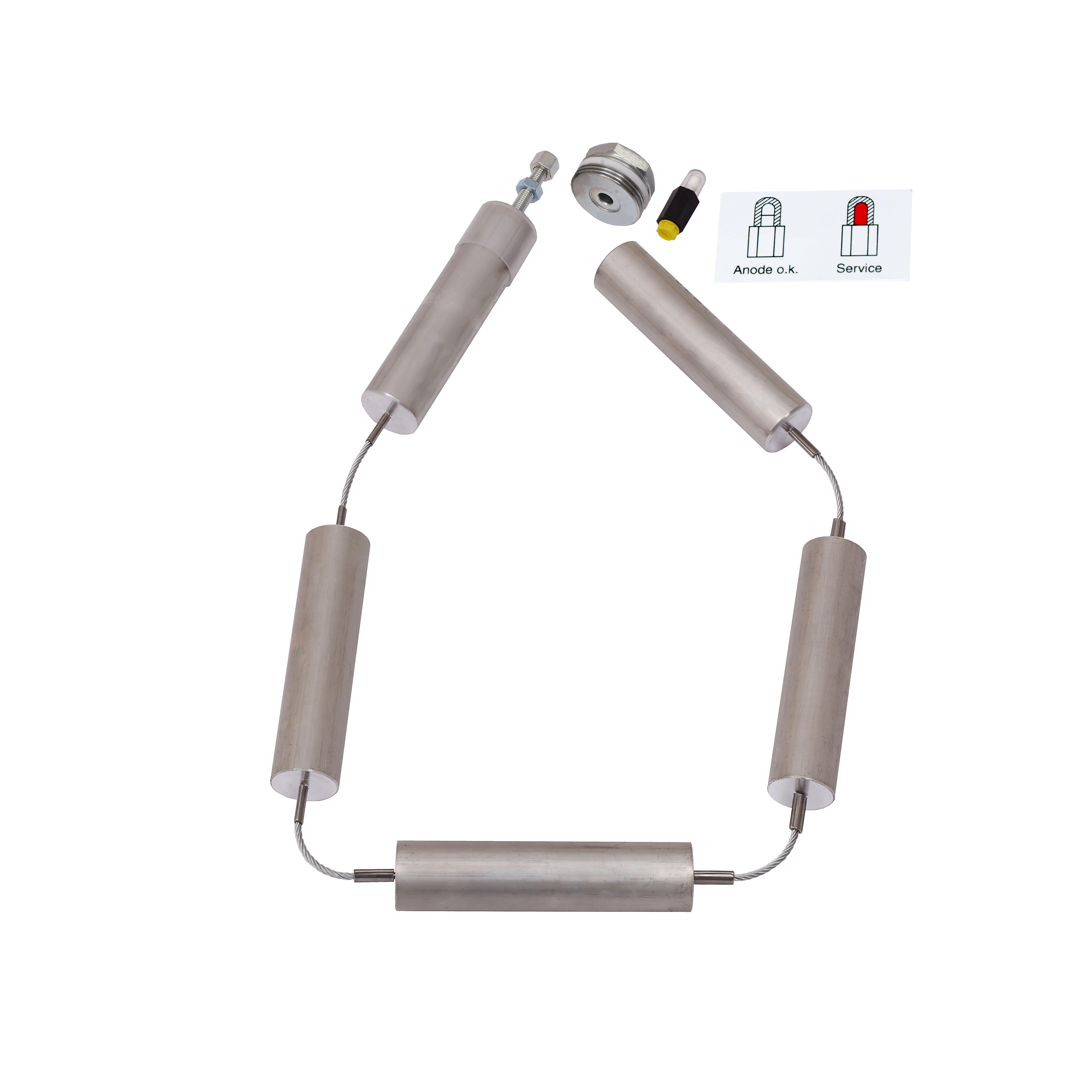 Universal-Kettensignalanode D21x1000 M8 incl.Adapter für 3/4" Anschluss