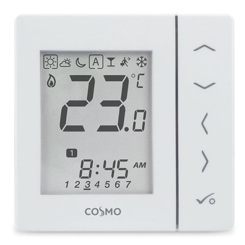 COSMO Digital Funk-Raumthermostat 230V Unterputz progr. im Zigbee-Netz RAL9010