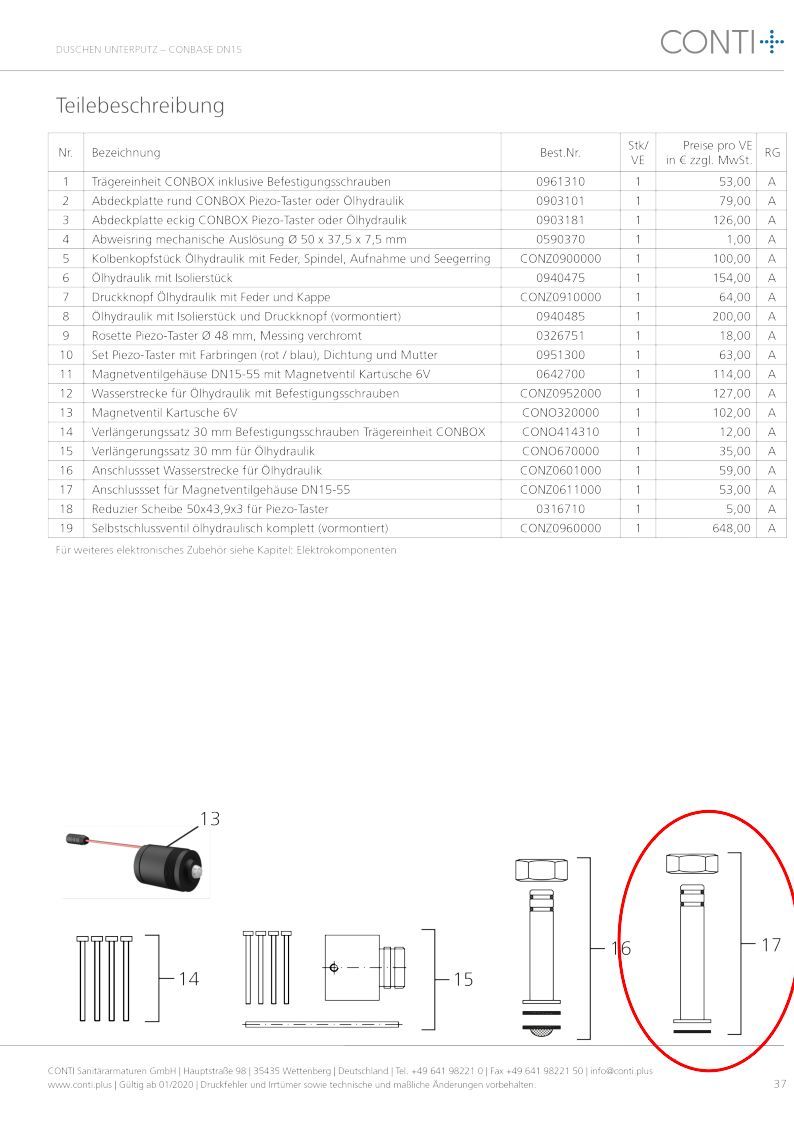 CONTI+ Anschlussset für Magnetventilgehäuse DN15-55